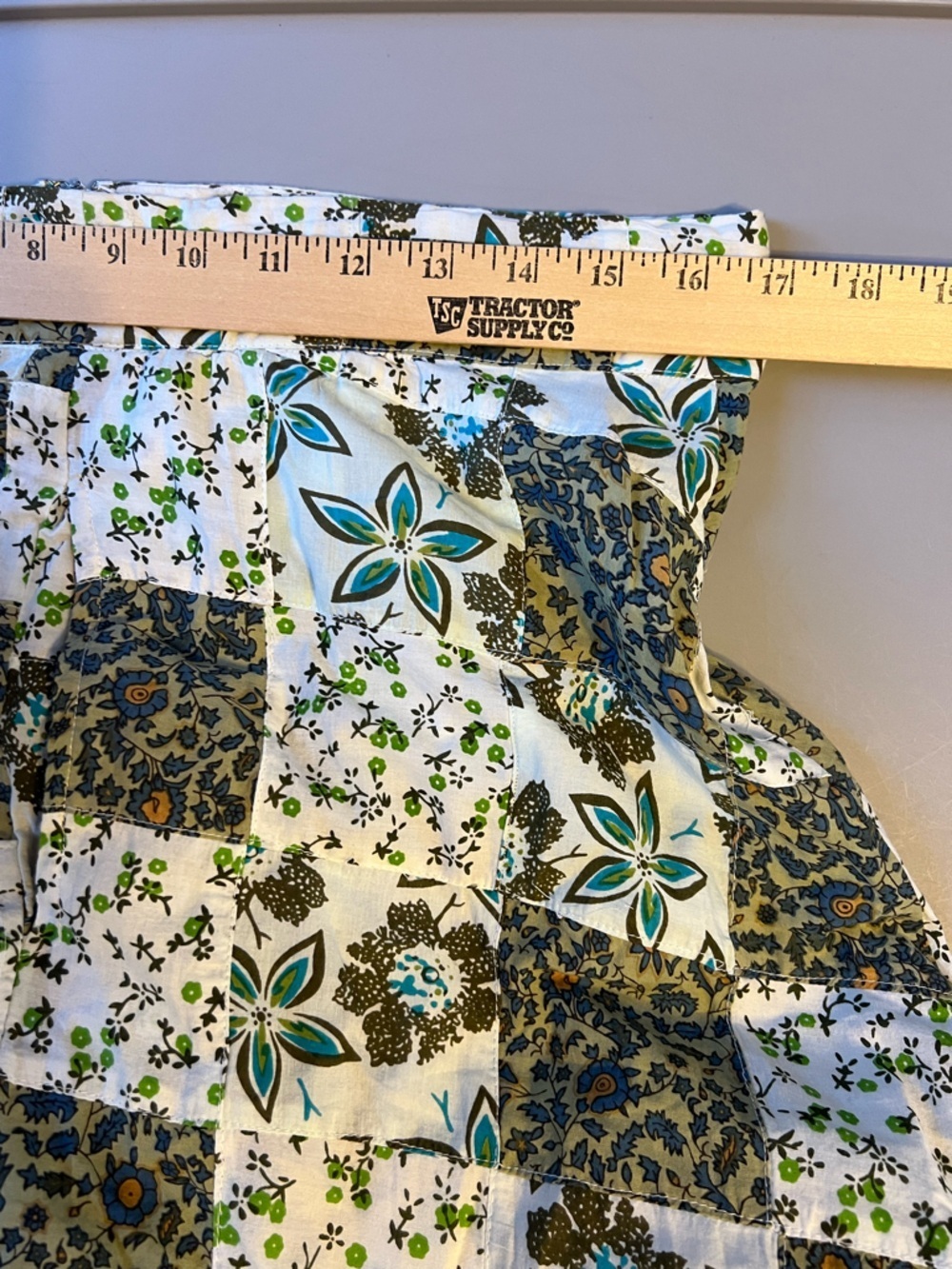 RAGA Anthropologie White Maxi Skirt with Teal Band and Brown Patchwork XL - Picture 7 of 11